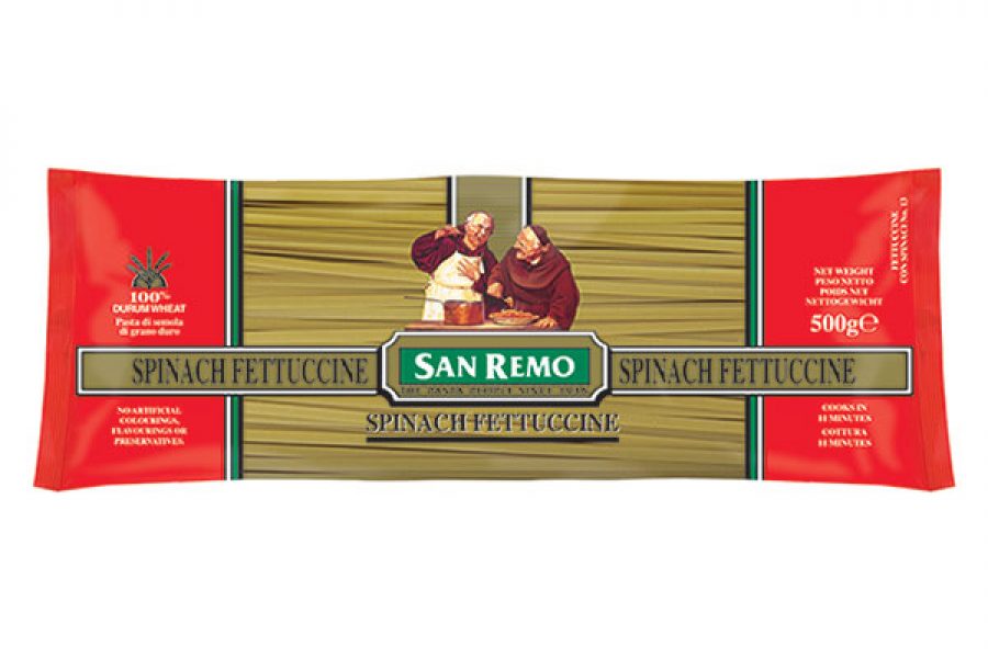 Image produk san remo pasta sauce spinach fettuccine(mentah)
