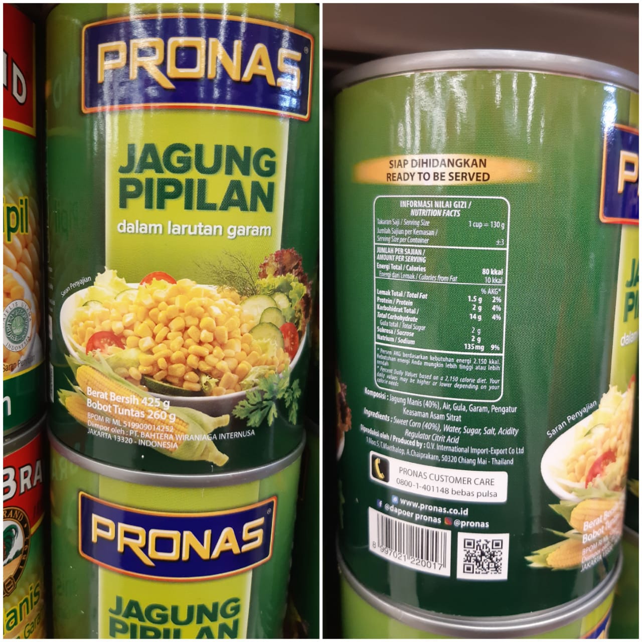 Image produk PRONAS Jagung Pipilan kaleng (425 g)