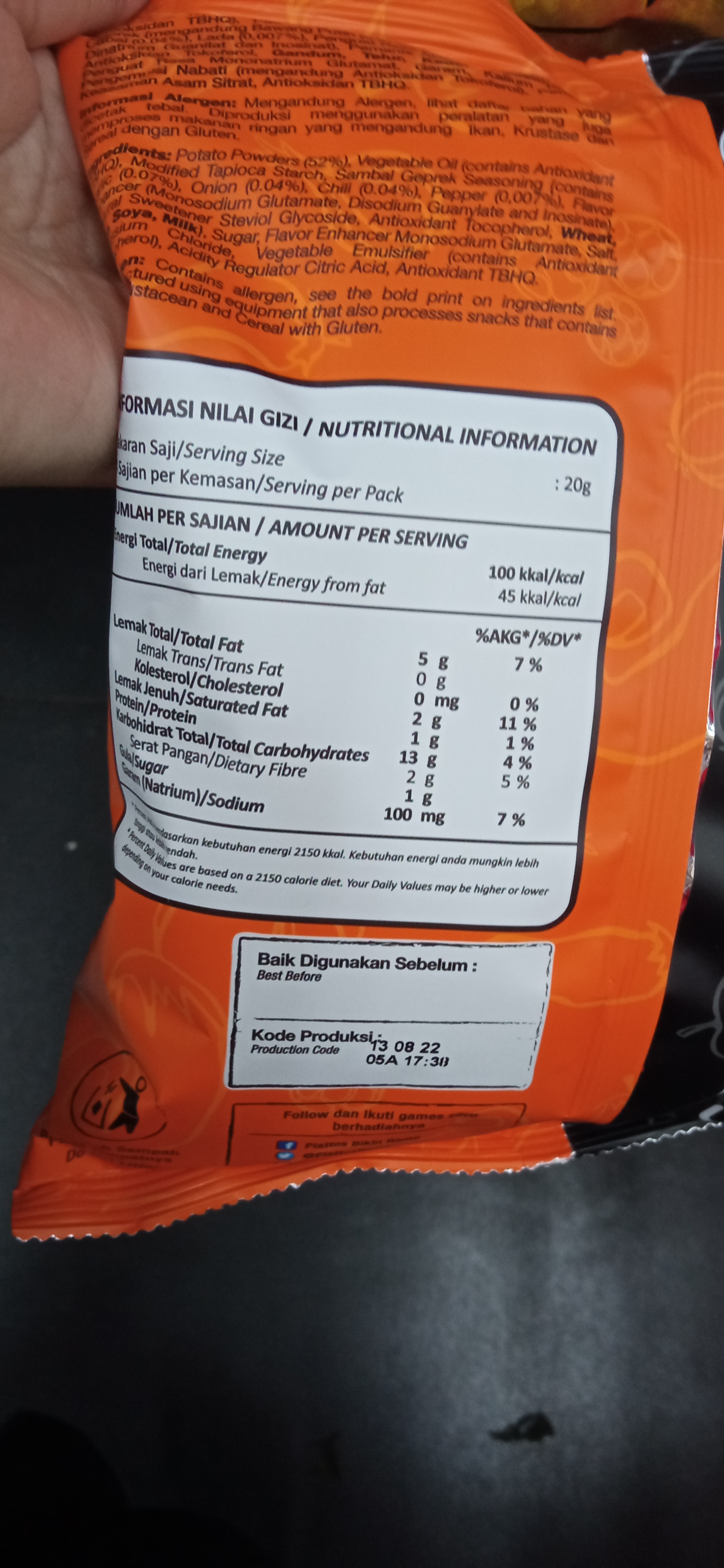 Image produk Piattos Sambal Geprek Flavor