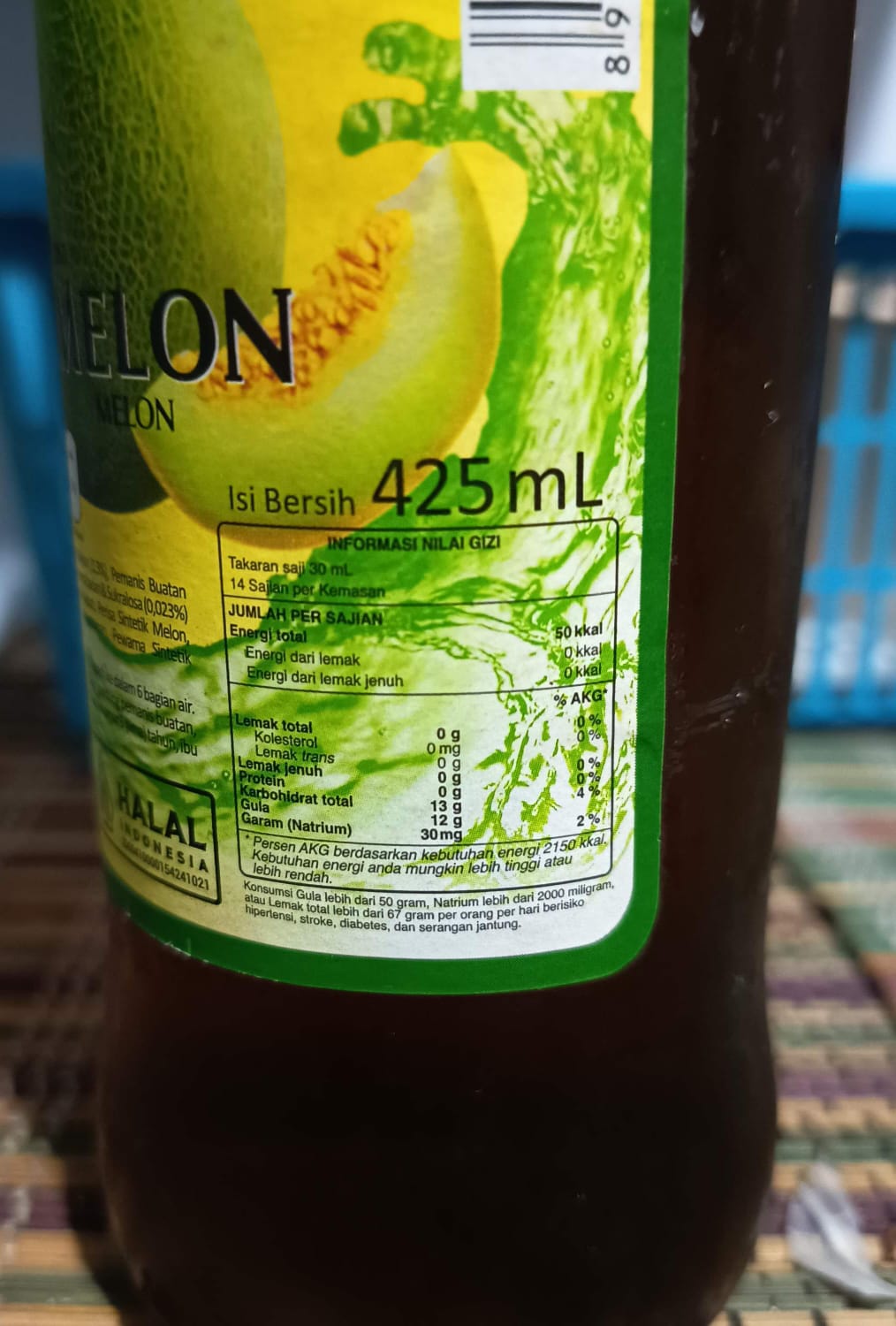Nilai kandungan gizi Marjan Squash Rasa Melon