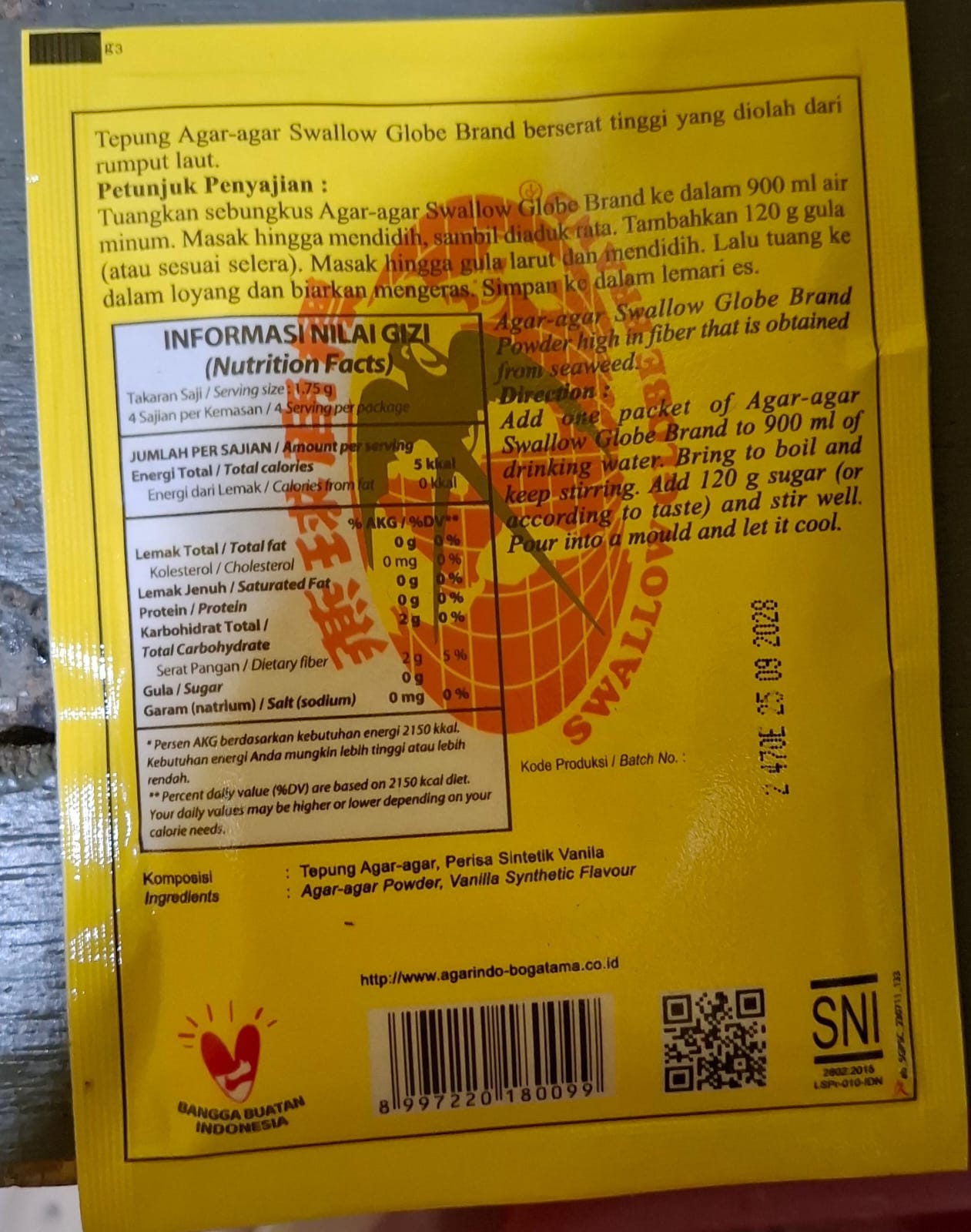 Image produk Swallow Tepung Agar-Agar Tanpa Warna