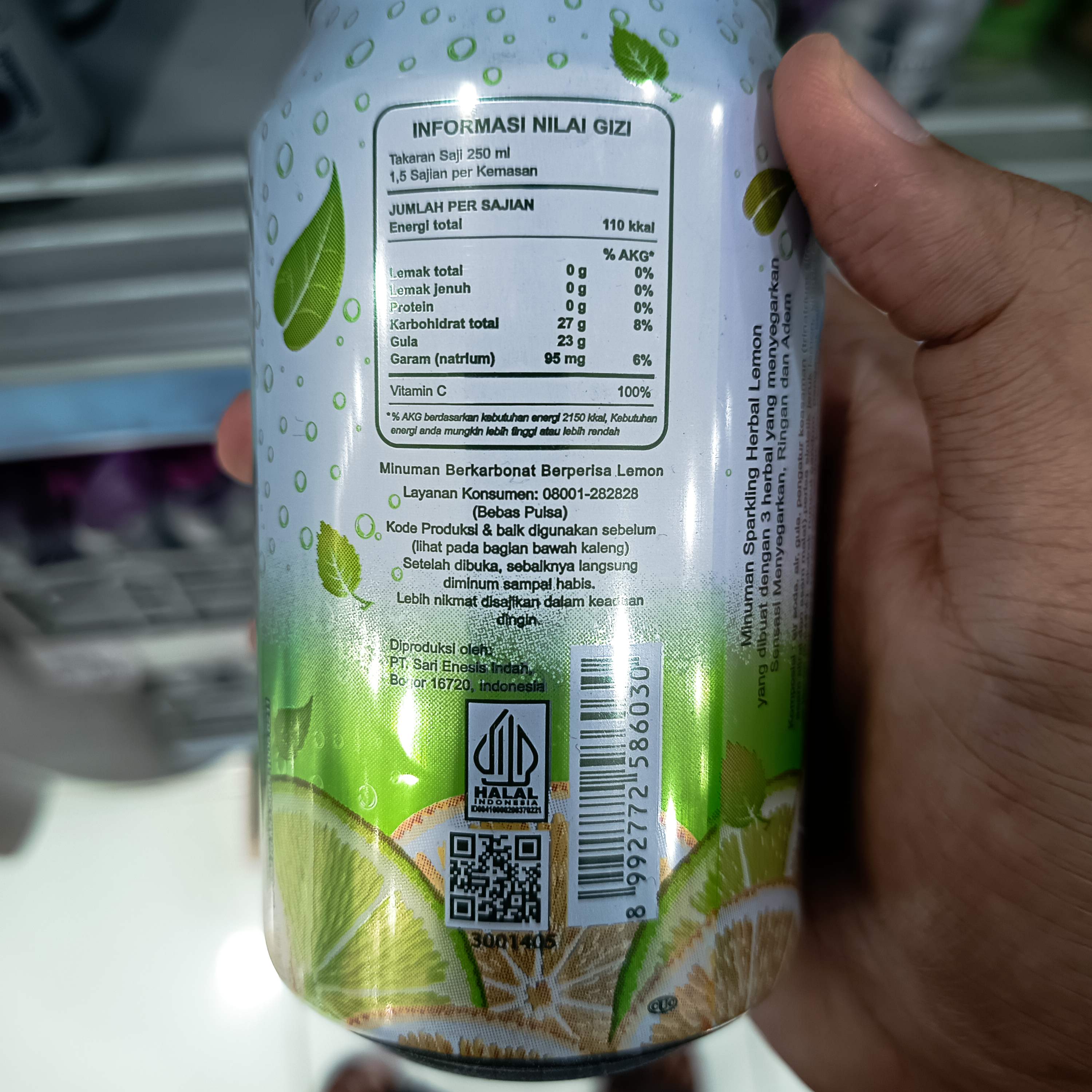 Image produk Adem Sari Herbal Lemon Sparkling 320 mL (kaleng)