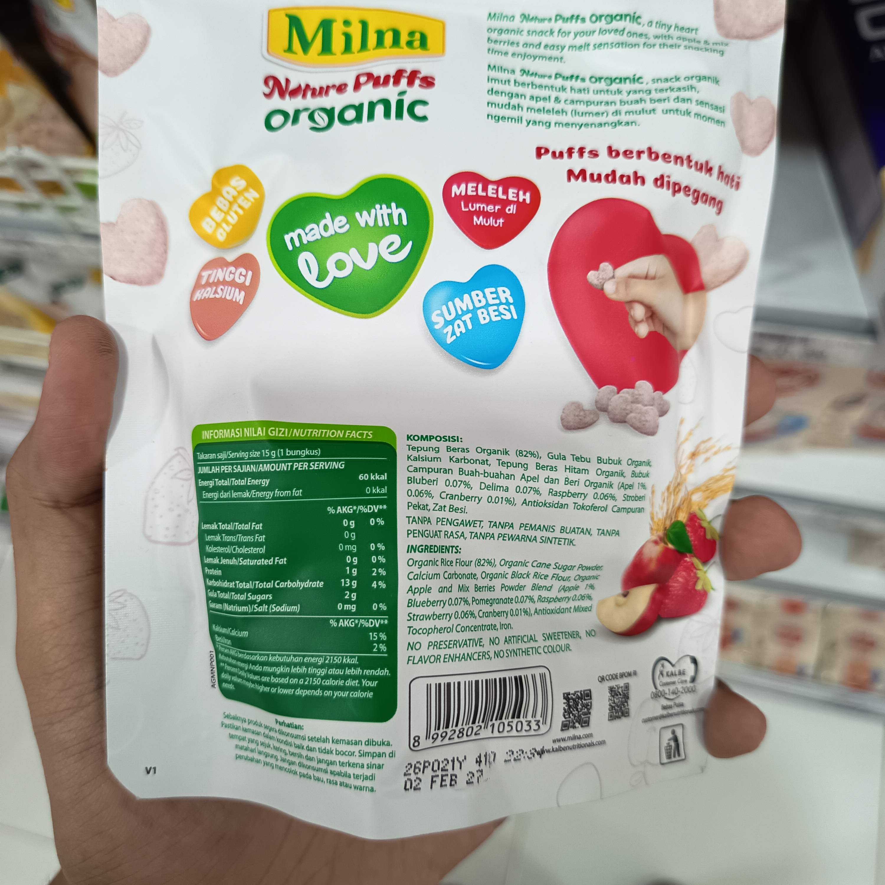 Image produk Milna Nature Puffs Organic Apple & Mix Berries
