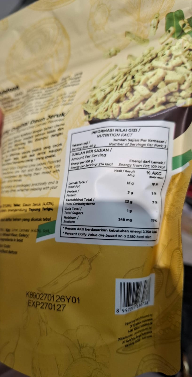 Image produk Kylafood Basreng Crispy Fishball Stick Original Lime Leave Flavour