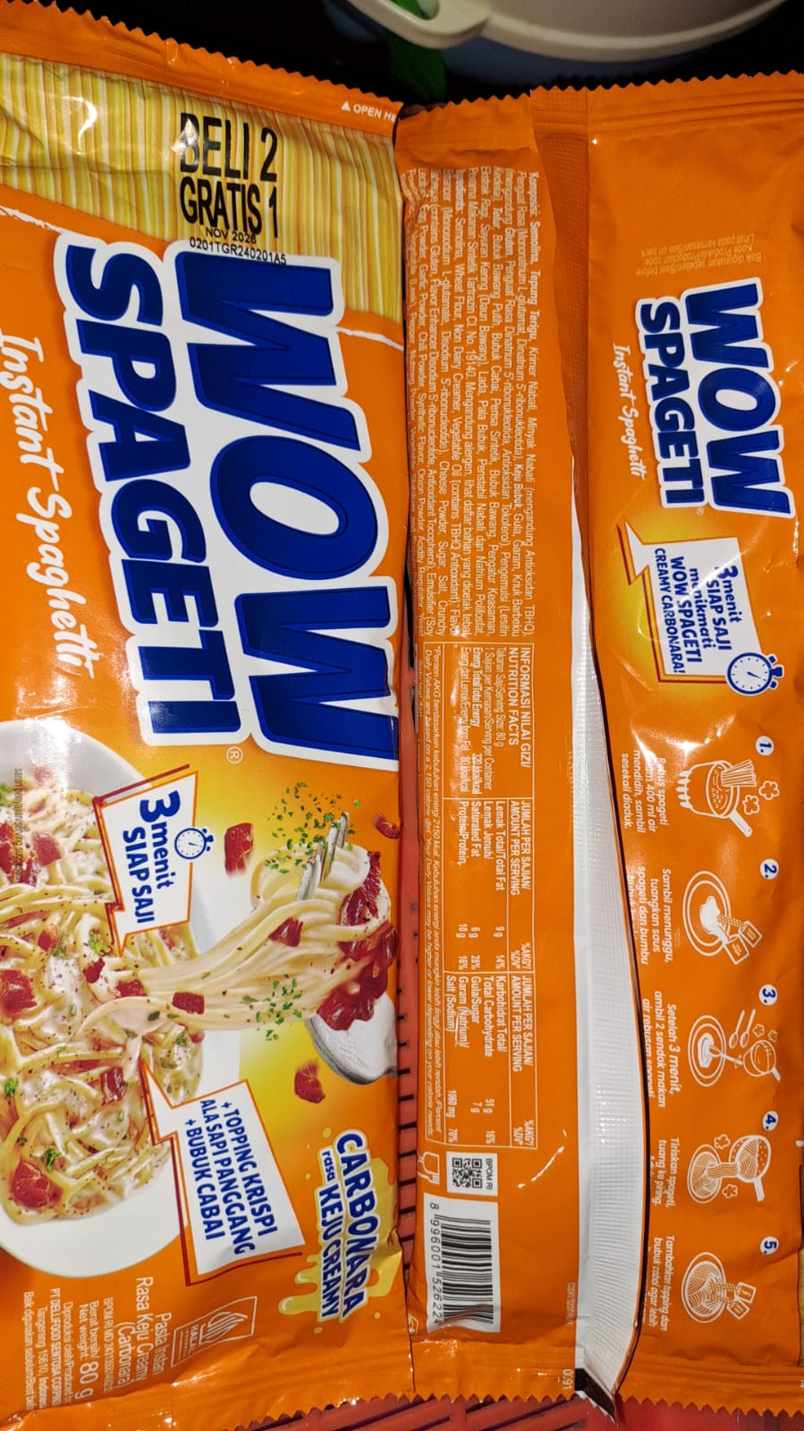 Image produk Wow Spageti Carbonara Rasa Keju Creamy